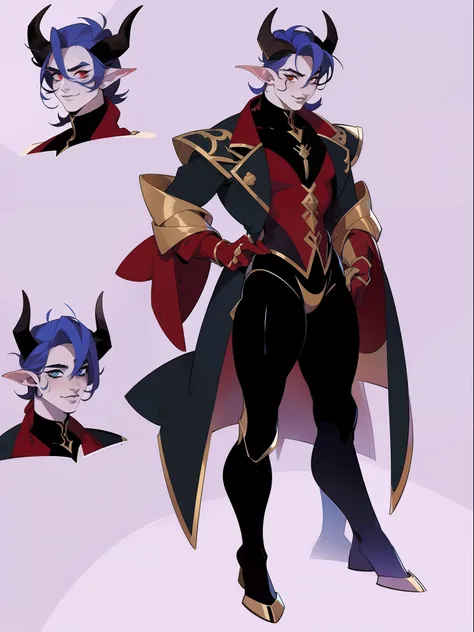 (((1male))), ((character concept adopt)) , fullbody, handsome tiefling, horns, sexy rmake-up. stands upright