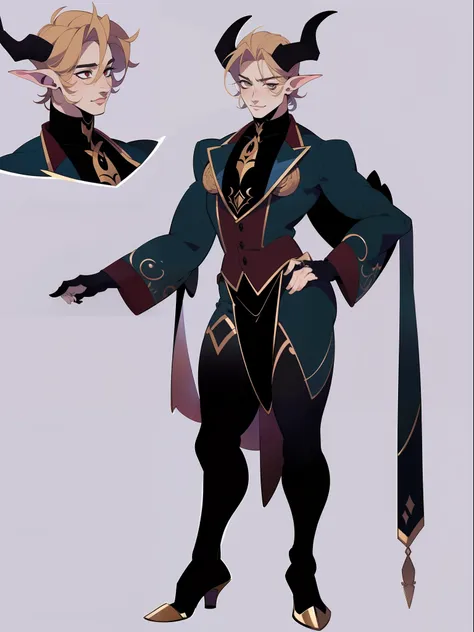 ((1male)), ((character concept adopt)) , fullbody, handsome tiefling, horns, (sexy). stands upright