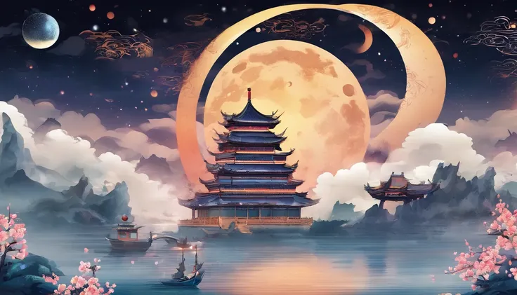 That mysterious night recently，
In the twilight
It is the most romantic picture
That dark night
A moon inlaid with tenderness
Illuminates the surrounding clouds
This dark night cloud
It is a mural painting of the Mogao Caves
Cleansing the inner stream

Tak...