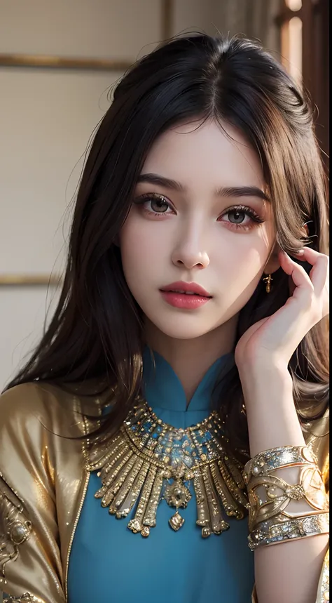 (master piece: 1.3), (8k, photoreallistic, Photo brute, beste-Qualit: 1.4), (1fille), beau visage, (realistic face), (cheveux rouges , cheveux long rouges1.3), belle coiffure, Realistic Crystal Brilliant Bright Eyes Bright, beautiful detailed eyes brillian...