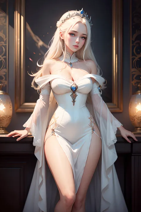 there is a woman in a white dress holding a Music Box, artwork in the style of guweiz, guweiz on pixiv artstation, guweiz on artstation pixiv, guweiz, fantasy art style, guweiz masterpiece, beautiful and elegant queen, beautiful character painting, detaile...