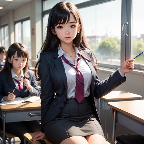 a school young woman wearing jk in a classroom