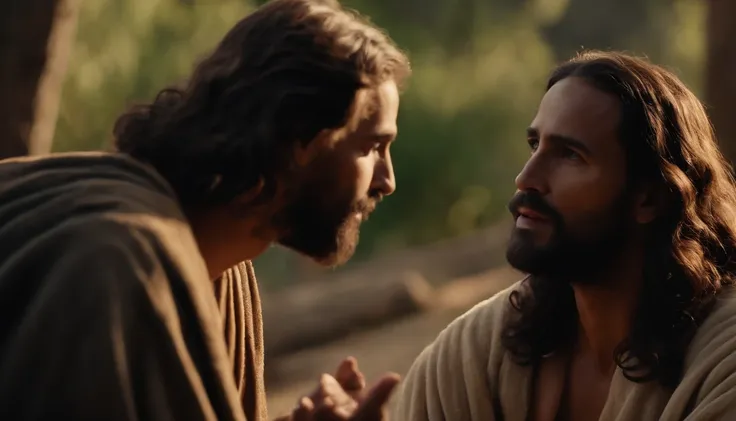 jesus conversando com natanael, um jovem