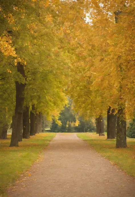 A park, the trees, track, autumn, green grass, leaves, Bokeh background