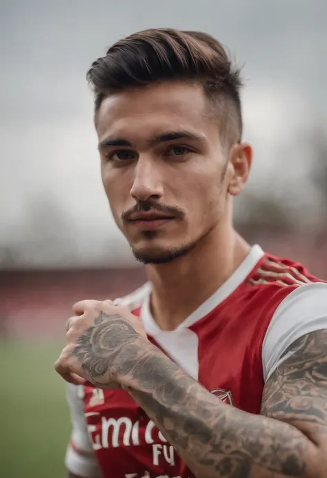 Homem Soccer Player mexicano in Arsenal, Tattoos on the arm