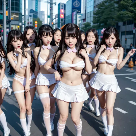 (((sfw, 12 tiny girls in a row:1.2, shibuya hachiko-mae scramble crossing on halloween:1.2))), (masterpiece:1.2, best quality, p...