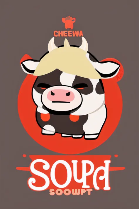 cow beef soup, logo, mascot design, high quality