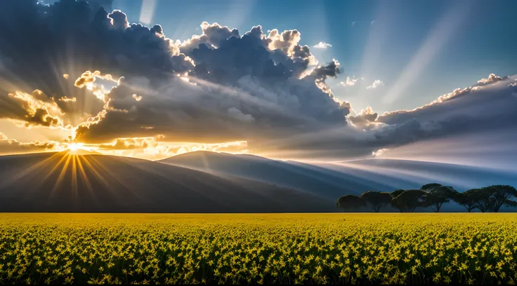 An immersive portrait of God, the apex of the work, with his majestic and radiant presence, surrounded by clouds and rays of light, emanating a sense of peace and divinity, High definition photography with telephoto lens, capturing the subtle details and t...