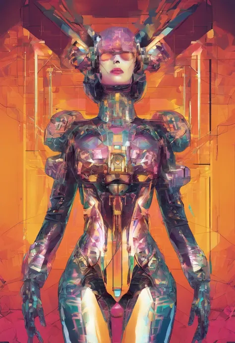 (Female protogens),Cyberpunk,Mechanical,Glowing eyes,metal surfaces,Digital Display,advanced technique,Futuristic,Neon light,electromagnetic field,Sharp edges,Streamlined design,Digital Biology,biomechanical,Mysterious atmosphere,Glass visor,enhanced sense...