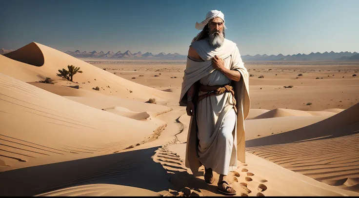 photo of the prophet Ezekiel on a journey in the desert