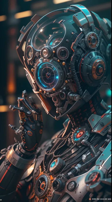 (Best quality,4K,8K,A high resolution,Masterpiece:1.2),Ultra-detailed,(Realistic,Photorealistic,photo-realistic:1.37),robot,(((Wearing a glass mask))),((The face is completely covered)),Shiny metal skin,Mechanical body parts,Mechanical gears and gears, [Me...