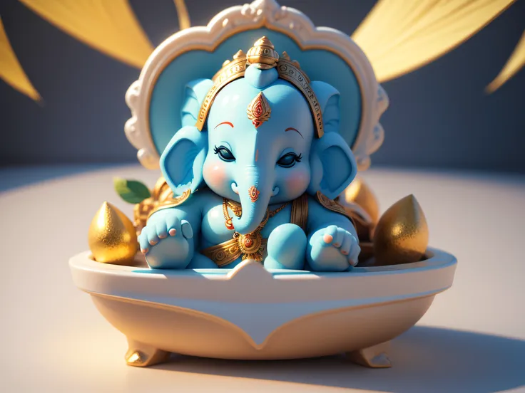 Adorable 3D Ganesha A Cute Illustration on White