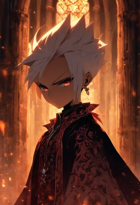 ((beautiful little child)), ((An aristocrats dhampir in gothic style)), (tit), white short hair, desert, anime, sharp caps