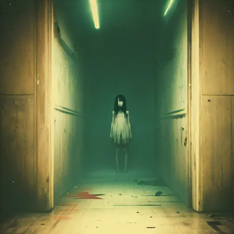 creepypasta monster girl inside a liminal space of nightmares in a dark warehouse, dynamic lighting, photorealistic, trending on...