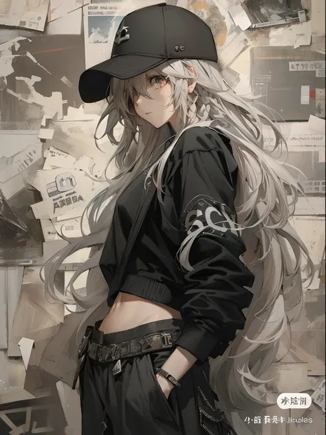 white long hair anime girl wearing baseball cap, guviz-style artwork, girls frontline style, perfect white haired girl, detailed...