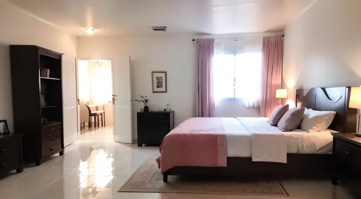 Quarto dos Sonhos，em rosa，Bege, suave ,cama de casal moderna luxo