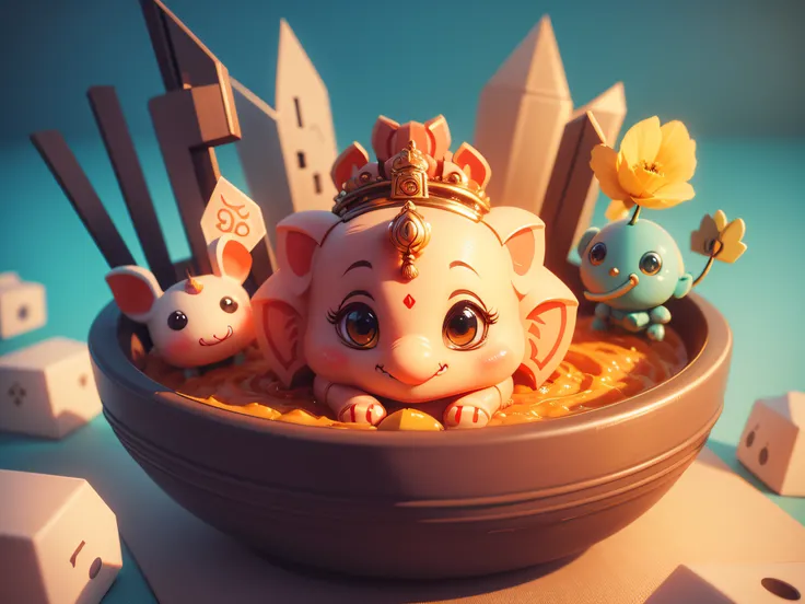 Adorable 3D Ganesha robots A Cute Illustration