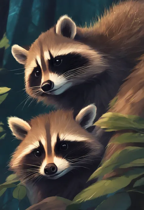 Anime-style raccoon team