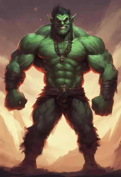 man goblin muscle, manly, barba muito longa, pele verde, musculoso, musculoso, muito forte, huge muscles, enorme, largo, corpo muito peludo, peito peludo, manly, musculoso, nu, tanga, presas grandes