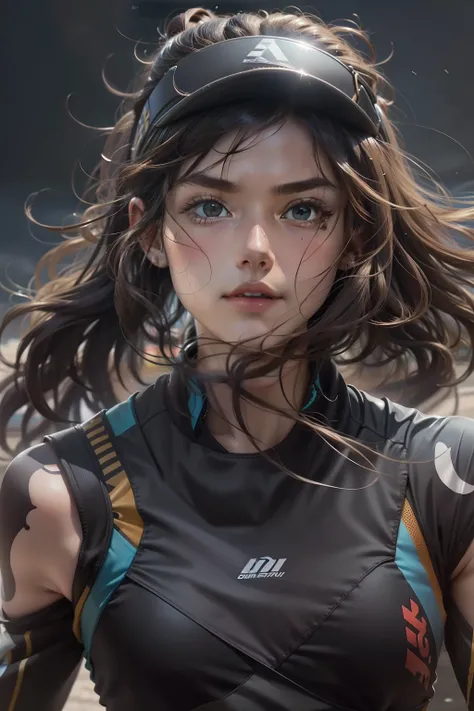 Run to the cloud，1 Runner，Detailed face，Clean face，Arena，Instant sprints，anatomy correct，The composition is reasonable，tmasterpiece，high qulity，16k，UHD resolution