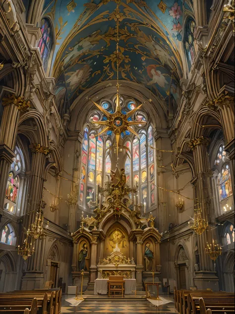 (absurdres, highres, ultra detailed, HDR), masterpiece, best quality, legend of mana inside the church in domina, church, detailed church