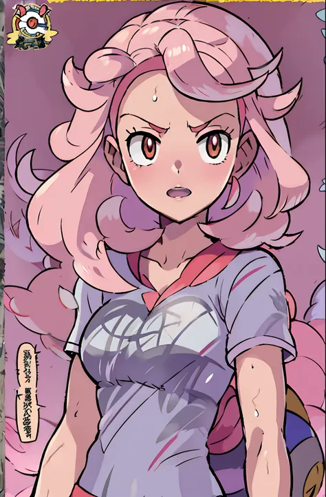 pokemon menina detetive, cabelo rosa, pele clara, estilo pokemon, estilo anime, estilo ken sugimori, sugimori ken arte