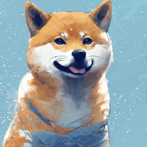 shiba inu, Background: Blue dots, connected by blue stripes