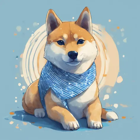 shiba inu, Background: Blue dots, connected by blue stripes