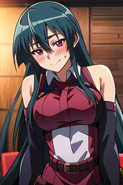 akame (akame ga kill), axila, cute smiling face with a blush