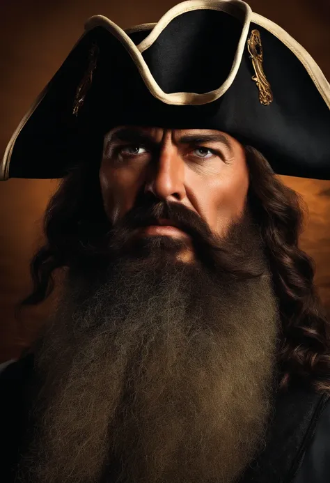 An image of Blackbeards head exposed and a warning or message intended to intimidate other pirates