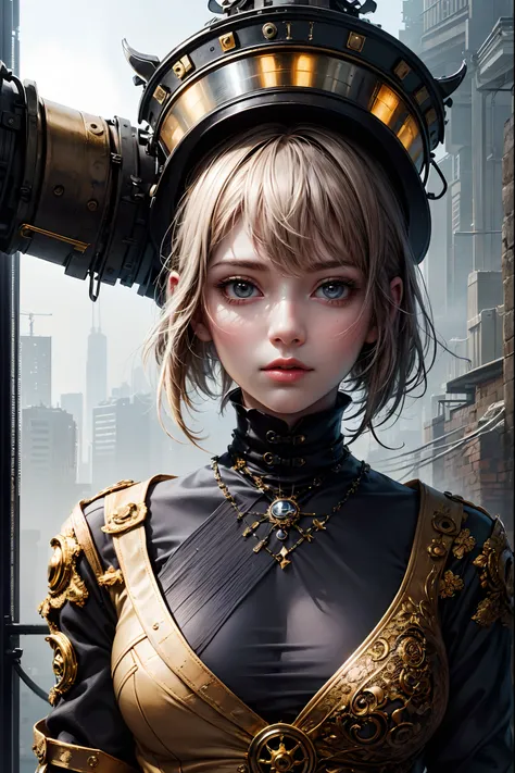 Ultra Resolution, Ultra detail, 8k , HDR, Ultra sharp,((top-quality)), ((​masterpiece)), ((realisitic)), (detailed), Reflective,there is a woman in a steam punk outfit posing for a picture, steampunk fantasy style, steampunk girl, steampunk inventor girl, ...