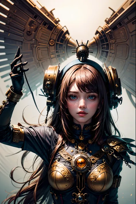 Ultra Resolution, Ultra detail, 8k , HDR, Ultra sharp,((top-quality)), ((​masterpiece)), ((realisitic)), (detailed), Reflective,there is a woman in a steam punk outfit posing for a picture, steampunk fantasy style, steampunk girl, steampunk inventor girl, ...