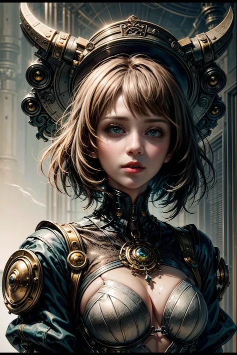 Ultra Resolution, Ultra detail, 8k , HDR, Ultra sharp,((top-quality)), ((​masterpiece)), ((realisitic)), (detailed), Reflective,there is a woman in a steam punk outfit posing for a picture, steampunk fantasy style, steampunk girl, steampunk inventor girl, ...