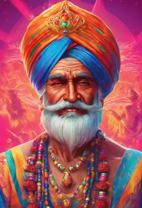 (old indian man:1.1,wearing turban:1.2,white bigger beard:1.1,bigger moustache:1.1,lighting cigar:1.2,in swag,extremely detailed facial hairs,portrait,half body,medium:oil painting,detailed eyes and face,detailed turban,traditional clothing,aged appearance...