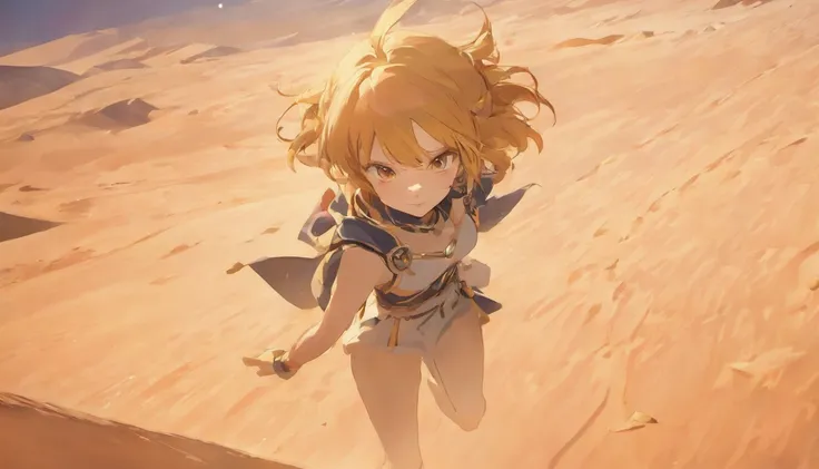 Aerial view of the vast desert sandtops，There is no end in sight、Look down from above、highly detailed back ground，Realistic，ultra - detailed，Super detailed skin，light glow，filmgrain，Expro II，Lens flare，Sharpen，cinematic shadow