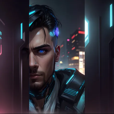 Change background cyberpunk handsome boy, realistic face, 8k ultra realistic