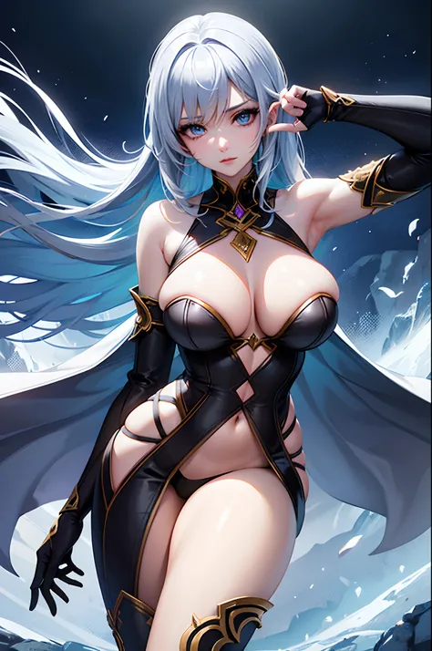 In a fantasy MMO game, a player character enters the game world as a sexy, slim woman character with a captivating body. She has beautifully crafted detailed eyes, lips, and a face that enhances her overall appealing appearance. The character is designed w...