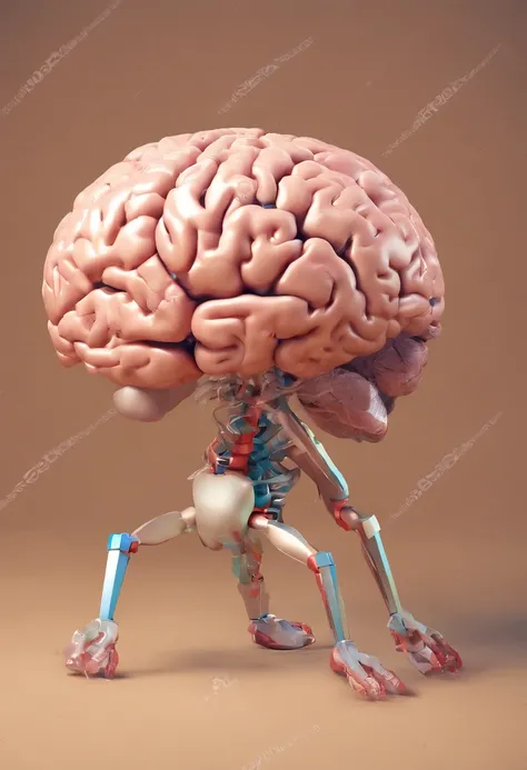 A humanoid brain ,with face, legs and arms;