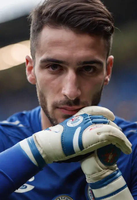 Homem soccer player de Portugal, de dread, Cold glove on Nike hands, in Leicester city