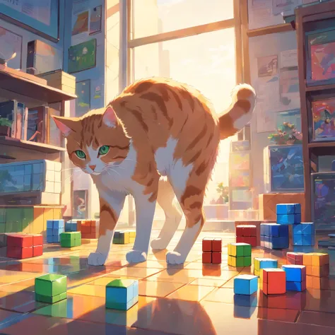 Cat using Rubiks cube