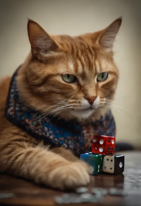 Cat playing Rubiks cube, van gogh style, high resolution