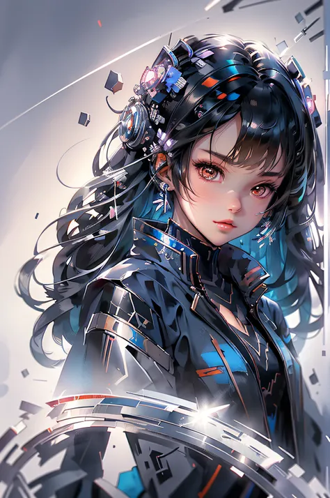 A black girl with shiny hair and a blue jacket looks into the camera, inspirado em Yuumei, arte de anime digital, pintura digital colorida, rossdraw desenho animado vibrante, estilo anime 4K, menina negra alice x. Zhang, por Yuumei, Digital anime illustrat...