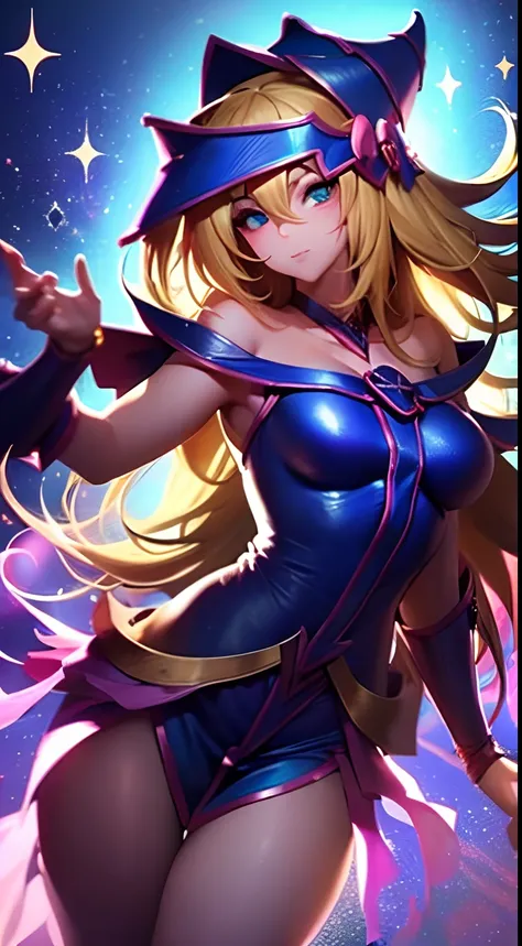 Dark magician girl (((obra maestra))), Super detailed, (flirtatious expression), latex Pink:1.2, sweating, ((cara super linda y tierna)), ((cara angelical)), ((Incredibly beautiful eyes)), (ojos luminosos), (cuerpo completo), (cabello luminoso), Super sexy...