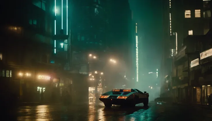 Um quadro fixo, paisagem urbana da cidade futurista do filme Blade Runner (1982). cinemactic. 8k. disco Rigido. alta qualidade.