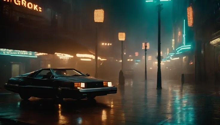 Um quadro fixo, paisagem urbana da cidade futurista do filme Blade Runner (1982). cinemactic. 8k. disco Rigido. alta qualidade.