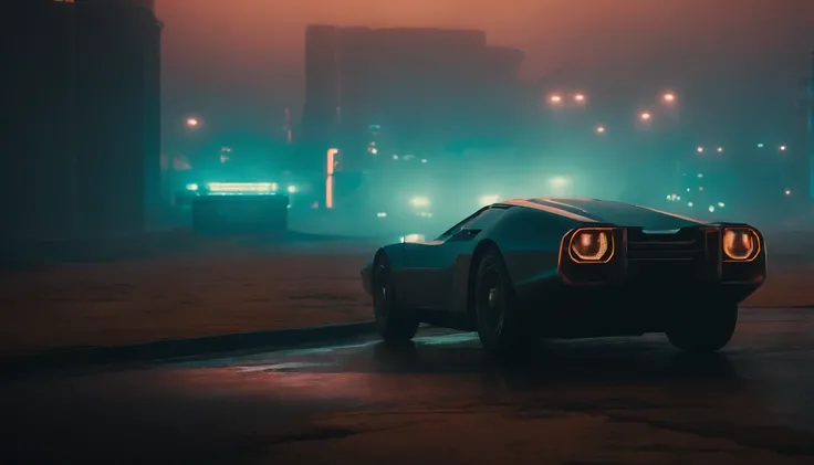 Um quadro fixo, paisagem urbana da cidade futurista do filme Blade Runner 2049. cinemactic. 8k. disco Rigido. alta qualidade.