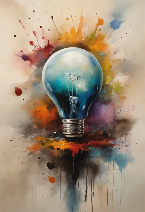 olpntng style, a lightbulb, oil painting, strong strokes, dripping paint"rgb dsplacement, surface, diamond, by Ralph Steadman, by cory loftis, art by craig mullins, art by Jeff koons, art by frank frazetta, by agnes lawrence pelton, by Tony Diterlizzi mono...