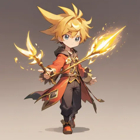 a boy, Alchemist, Equip wooden wand, Guardian, Truth Seeker, ultra detailed, high definition, highest quality, Game Character Design, fullbody, standing posture,