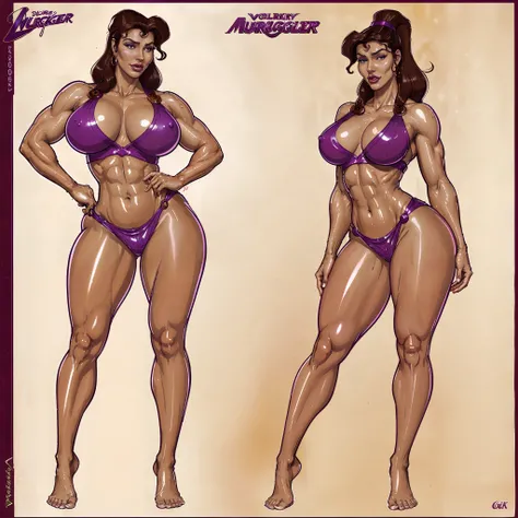 megara, voluptuous body, muscular body, split abs, detailed body, shiny skin, WET skin, shiny glossy skin, glossy skin, oily skin, hyper detailed, huge breasts, thick thighs, wide hips, muscular arms, large bulging veins on body, veins, muscle vein, correc...