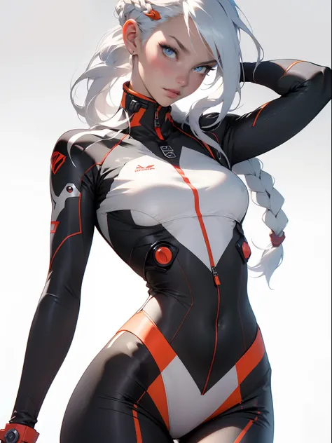 ((Best quality)), ((masterpiece)), (detailed: 1.4), (Absurd), War-ready female fighter pilot with military bikini, Marine, dark skin, defined sculpted body, full body, bare thighs, closed mouth, cyberpunk, semi naked, generous neckline, ((perfect medium br...